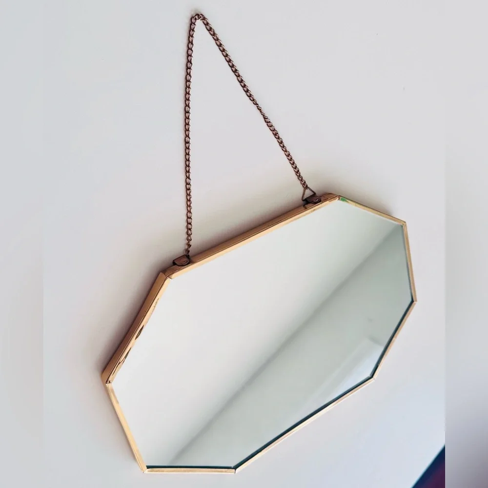 12” Vintage Gold Triangular Wall Mirror Contemporary Minimalist